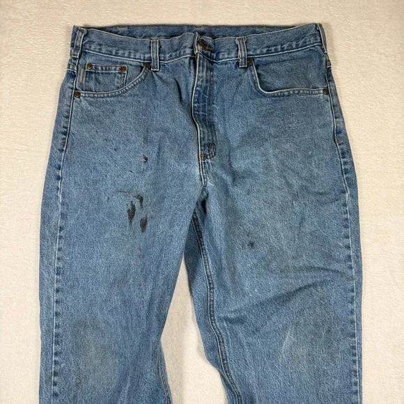 Carhartt B17 STW Mens 38x30 Relaxed Fit Straight Leg Denim Work Jeans Blue - Picture 3 of 13